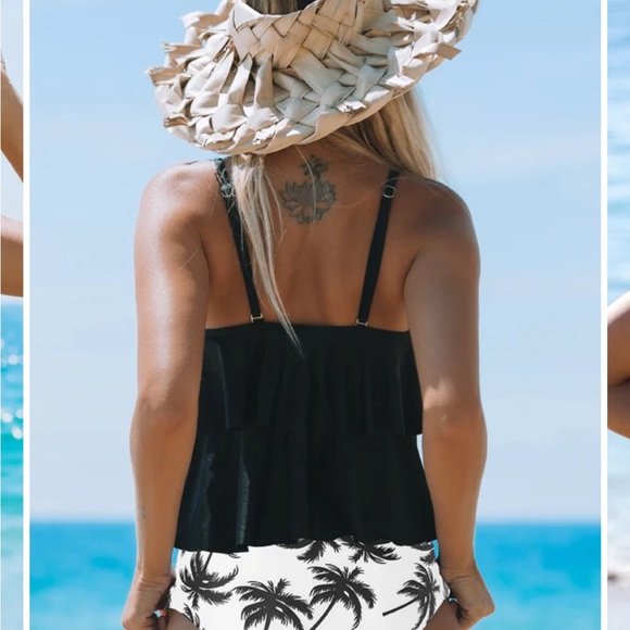 Tankini ruffle top with full coverage bottoms, XL - Picture 3 of 8